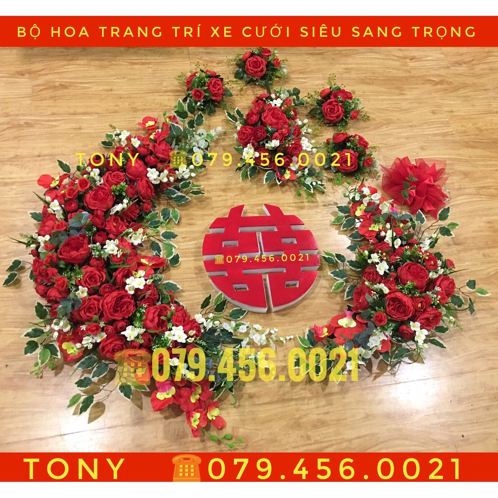 BỘ HOA TRANG TRÍ XE CƯỚI/ XE RƯỚC DÂU SIÊU SANG TRỌNG ❤TONY❤