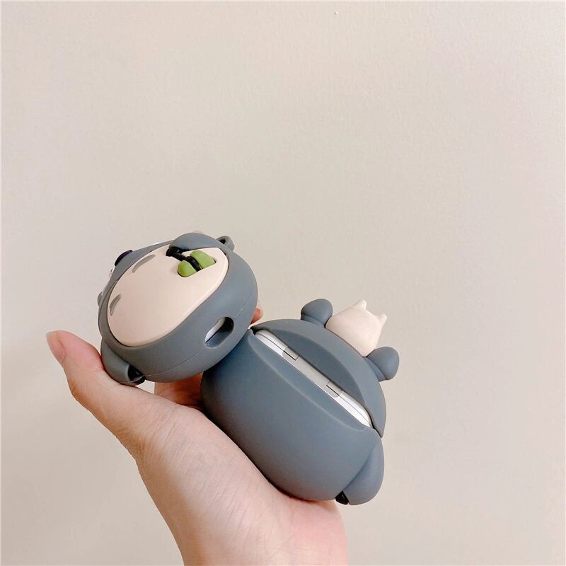 Vỏ bọc TPU bảo vệ hộp sạc tai nghe bluetooth hình Totoro chống mất thích hợp cho Apple Airpods 1/ 2 Pro