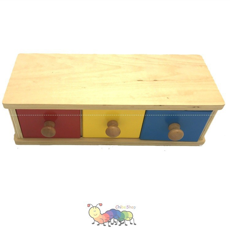 💖Giảm 10%💖  - Đồ Chơi Gỗ Hộp Màu 3 Ngăn - Giáo Cụ Montessori