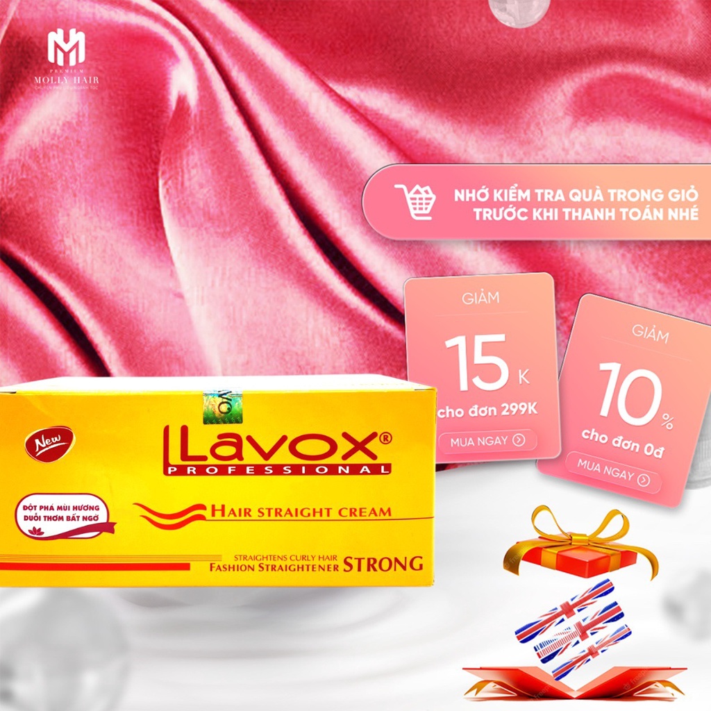 Thuốc duỗi tóc MollyHair Lavox đột phá mùi hương, dành cho việc duỗi tóc trung bình, yếu, dễ dàng sử dụng tại nhà 500ml