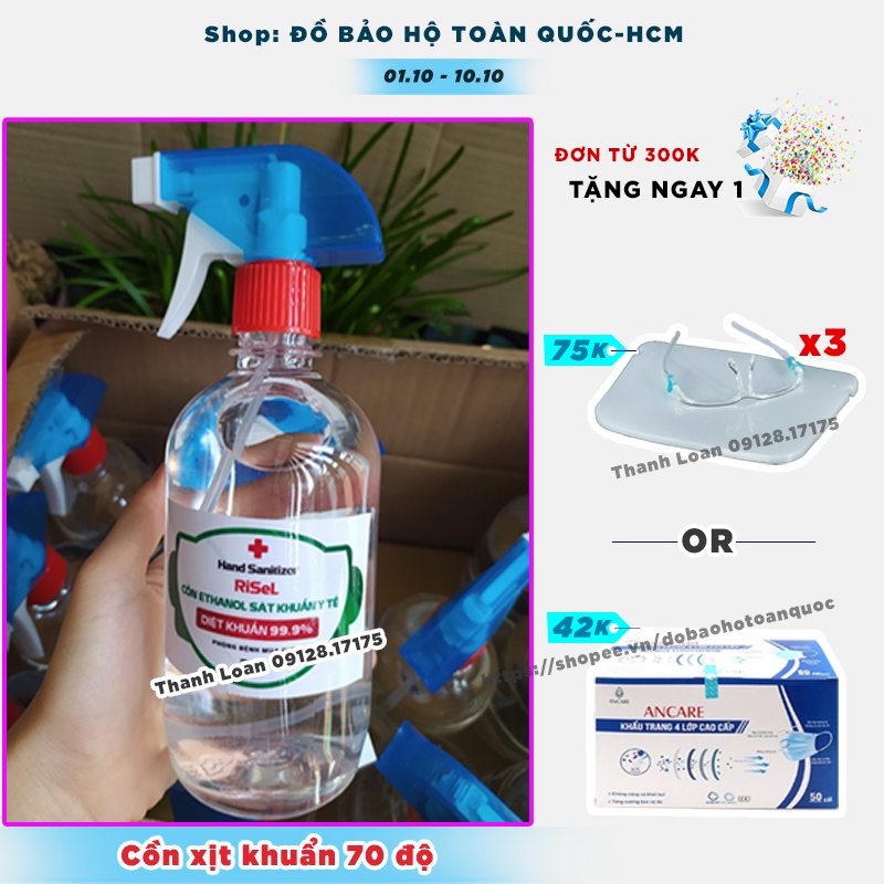 Cồn Xịt Khuẩn 70 Độ KÈM QUÀ TẶNG Cồn 70 độ dạng xịt có vòi - Cồn xịt 500ml thương hiệu Risel (Hỏa tốc HCM trong 2h)