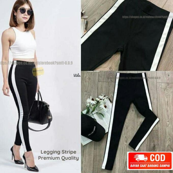 Quần Legging Đen Kẻ Sọc Chất Lượng Cao