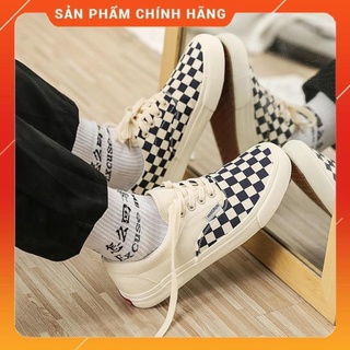 Giày thể thao Vans caro buộc dây QC, giày bata van caro classic nam nữ full box