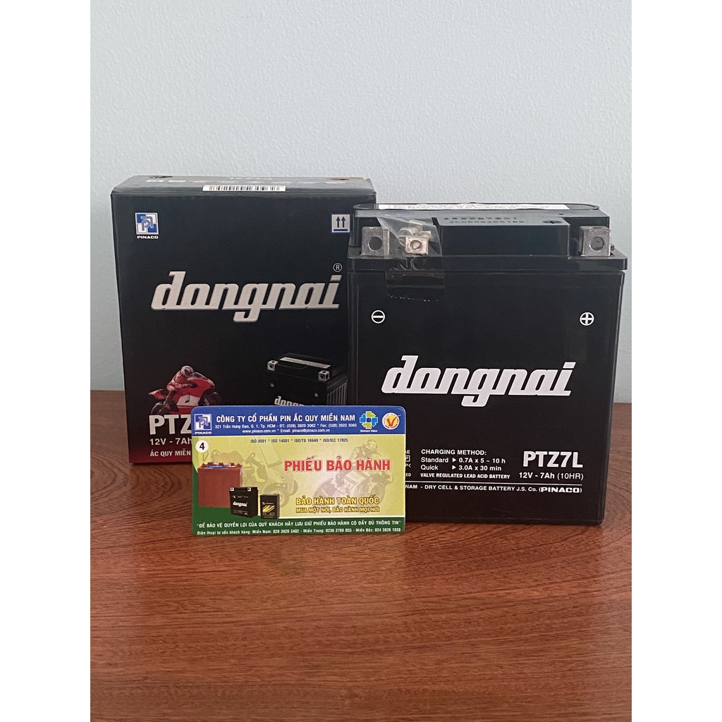 Bình ắc quy 12V Đồng Nai PTZ7L, 12V - 7Ah dùng cho SH Ý, Lead 2009, SCR