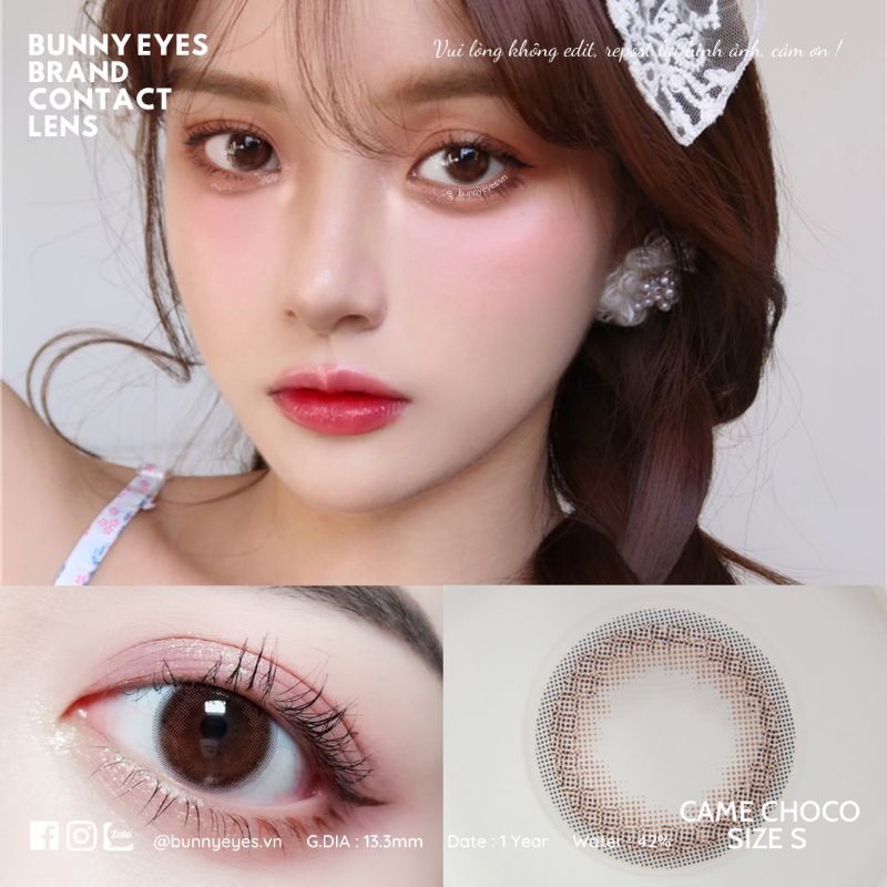 Lens Mắt Kính Áp Tròng CAME CHOCO 14.0mm Giãn Nhẹ Đủ Độ Từ 0 Đến 6 Size S 13.3mm