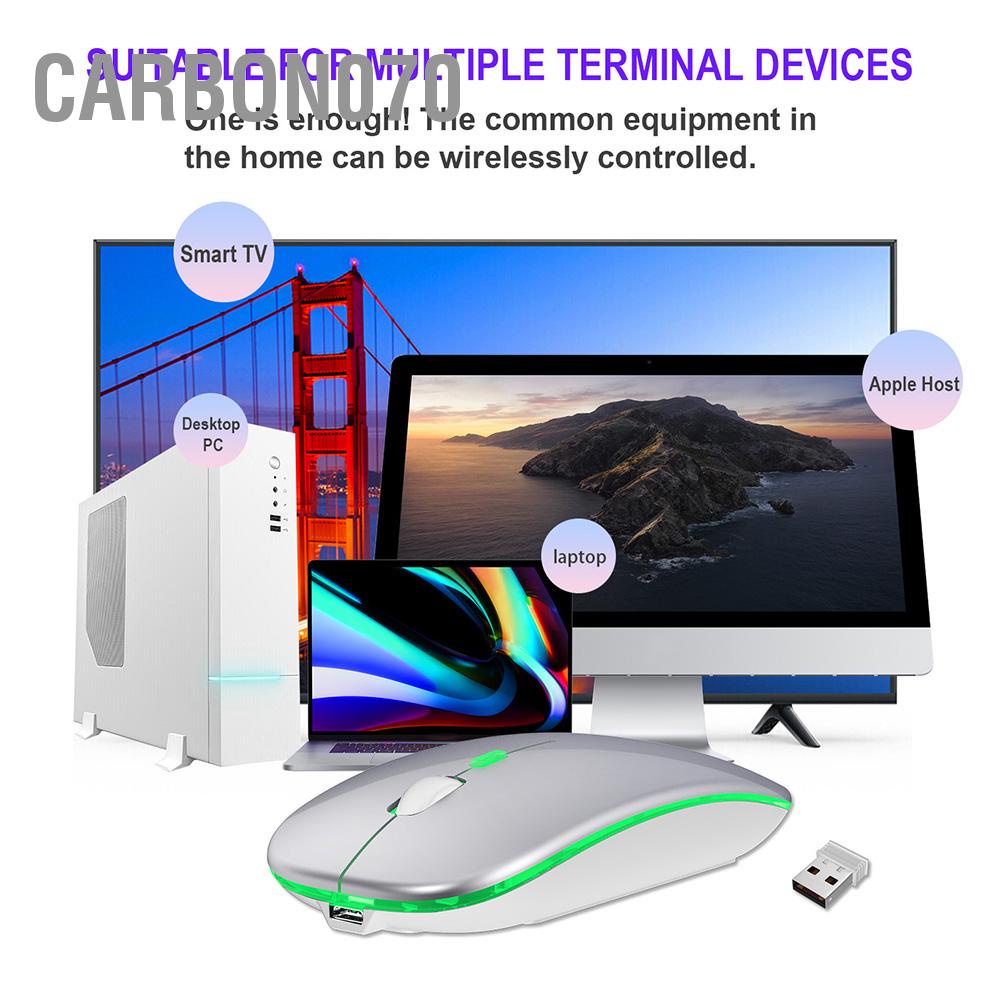 Carbon070 HXSJ Wireless Mouse Rechargeable for Windows/XP/Vista/Me 2.4G Colorful Light Office Supply M40