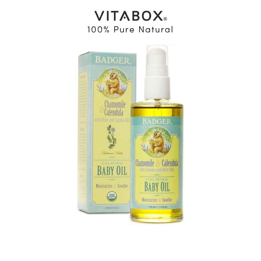 Dầu hữu cơ dưỡng da &amp; massage cho trẻ sơ sinh và em bé BADGER Baby Oil - USDA Organic