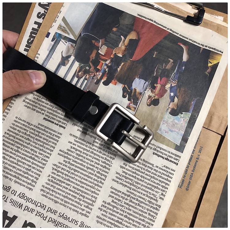 Thắt Lưng Da PU Màu Đen Phong Cách hip hop Cổ Điển Thời Trang Cho Nam Và Nữ