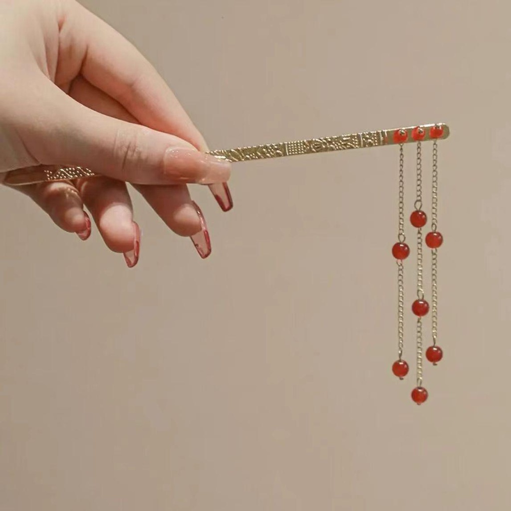 Trâm Cài Tóc Tua Rua Dài Bằng Kim Loại Hình Hoa Phong Cách Hanfu Cổ Điển Sáng Tạo Cho Nữ