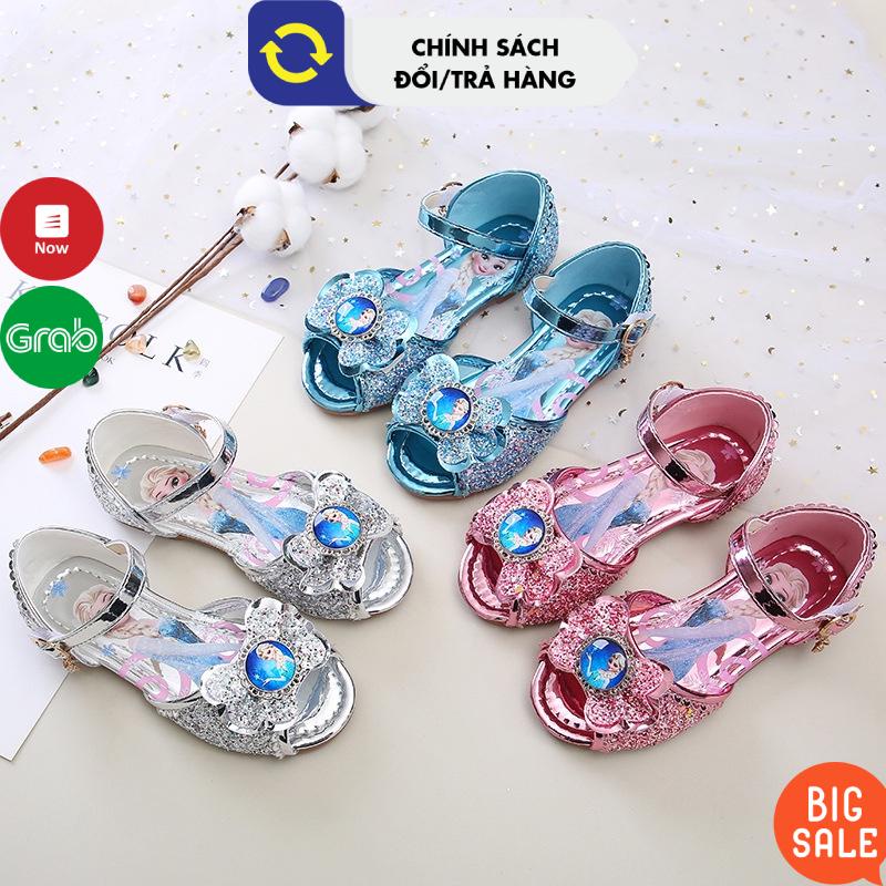 Dép quai hậu bé gái họa tiết công chúa Elsa da mềm cho bé từ 3-15 tuổi màu Hồng và Xanh size 26-36 mẫu mới 2022 Sandal