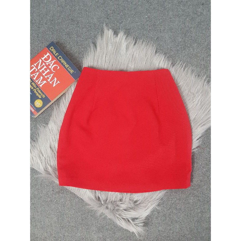 Chân váy công sở váy bút chì dáng ngắn màu đen+đỏ