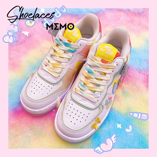 Dây Giày Nike AF1 AJ1 Low Loang Vàng Cá Tính- Dây Kèm Pet Đựng
