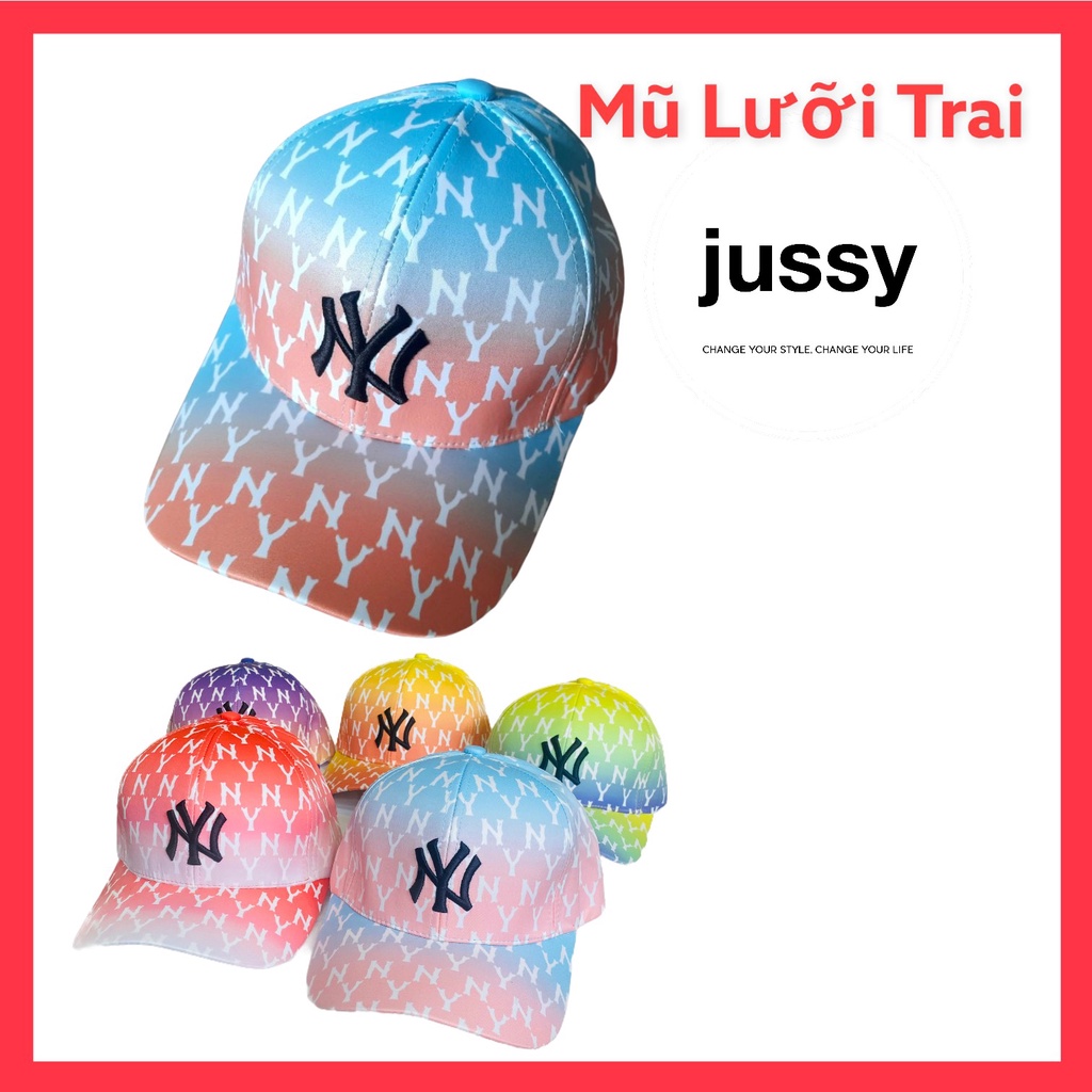 Mũ Lưỡi Trai Phối Màu In 3D Loang Lỗ Thêu Chữ N-Y Kiểu Nón Lưỡi Trai Nam Nữ Phong Cách Thời Trang Tye-Die Chất Vải Kaki