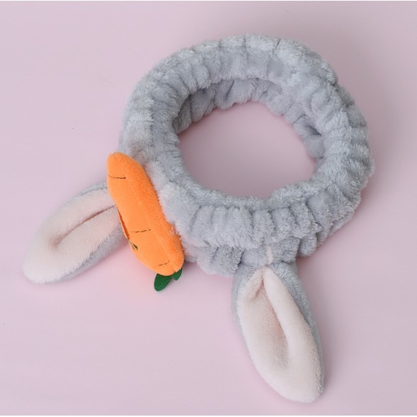 Băng Đô Cài Tóc Thỏ Carot 3D Xám Thiết Kế Kiểu Dễ Thương Dành Cho Nữ