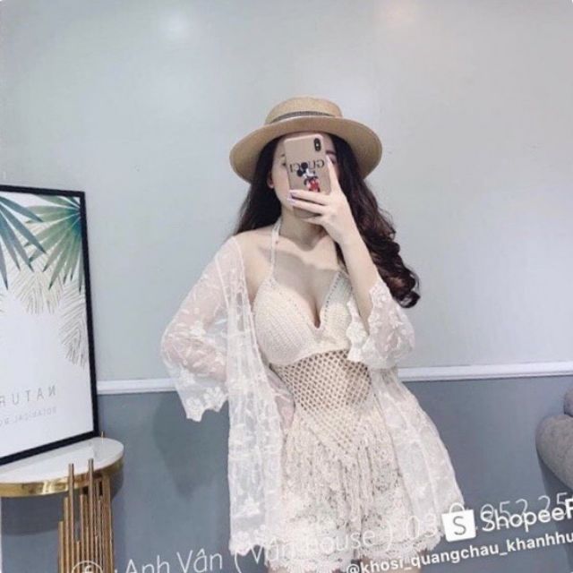 (CÓ VIDEO) SET ĐI BIỂN REN ÁO KHOÁC VÀ QUẦN REN MẶC ĐI BIỂN THẢ THÍNH🌵🌵