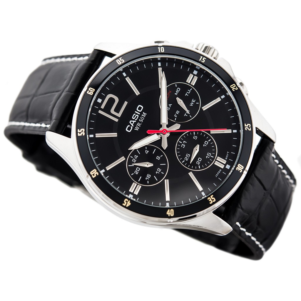 Đồng hồ nam dây da Casio chính hãng Anh Khuê MTP-1374L-1AVDF (43mm)