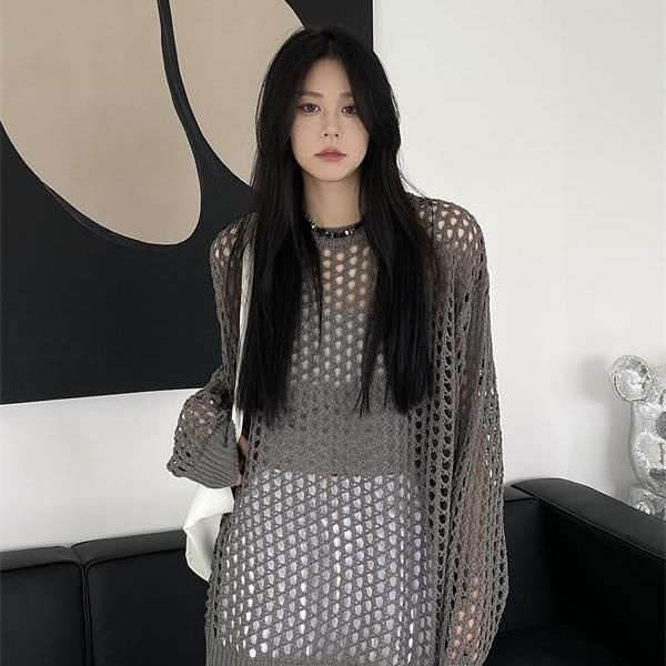 ☃Áo Dệt Kim Tay Dài Chống Nắng Thiết Kế Rỗng Phong Cách Mùa Hè Hàng Mới
