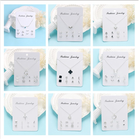 Set Vòng cổ + Khuyên Tai Nhiều Kiểu Dáng Đính Đá Thời Trang Cho Nữ