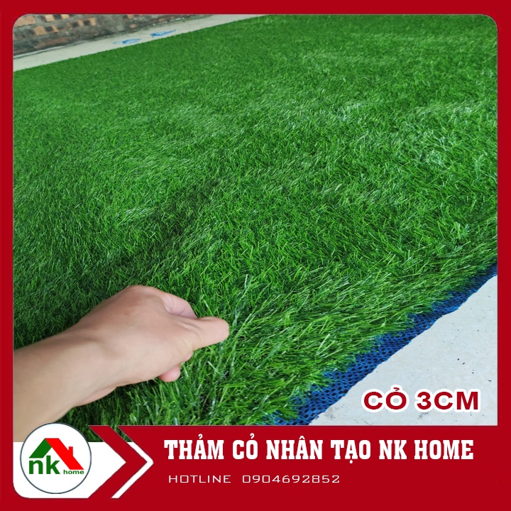 Thảm cỏ nhân tạo sợi cao 3cm - Hàng Loại 1 Đế bạt không bụi đen