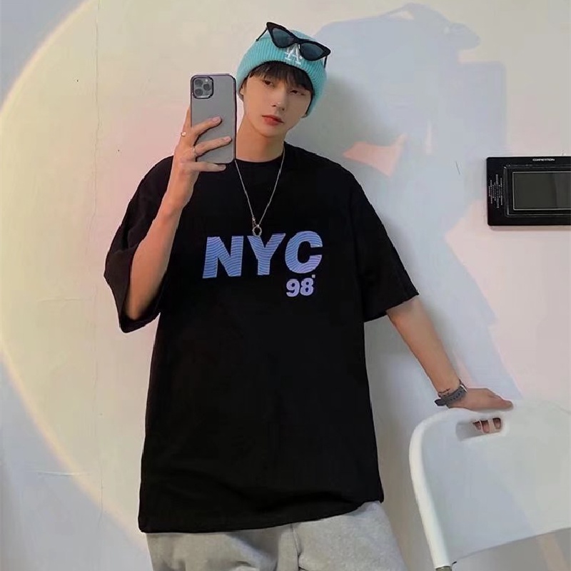 Áo Thun Tay Ngắn Dáng Rộng In Chữ Phong Cách Hip Hop Nhật Bản Thời Trang Mùa Hè Cho Nam Cỡ M-5XL