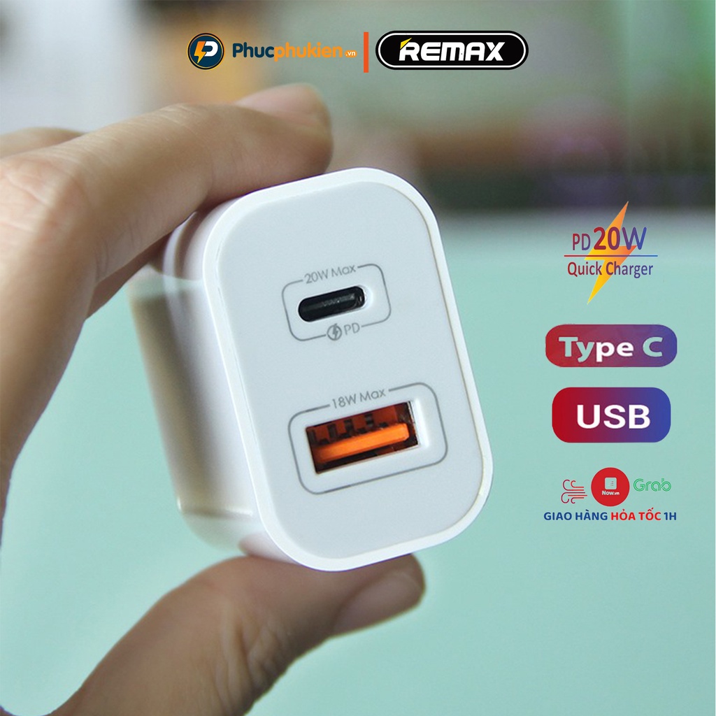 Bộ sạc nhanh 20w + Dây sạc nhanh 20w Remax U68 sạc đầy 50% pin chỉ trong 30 phút cho 8 plus trở lên Phúc Phụ Kiện Remax