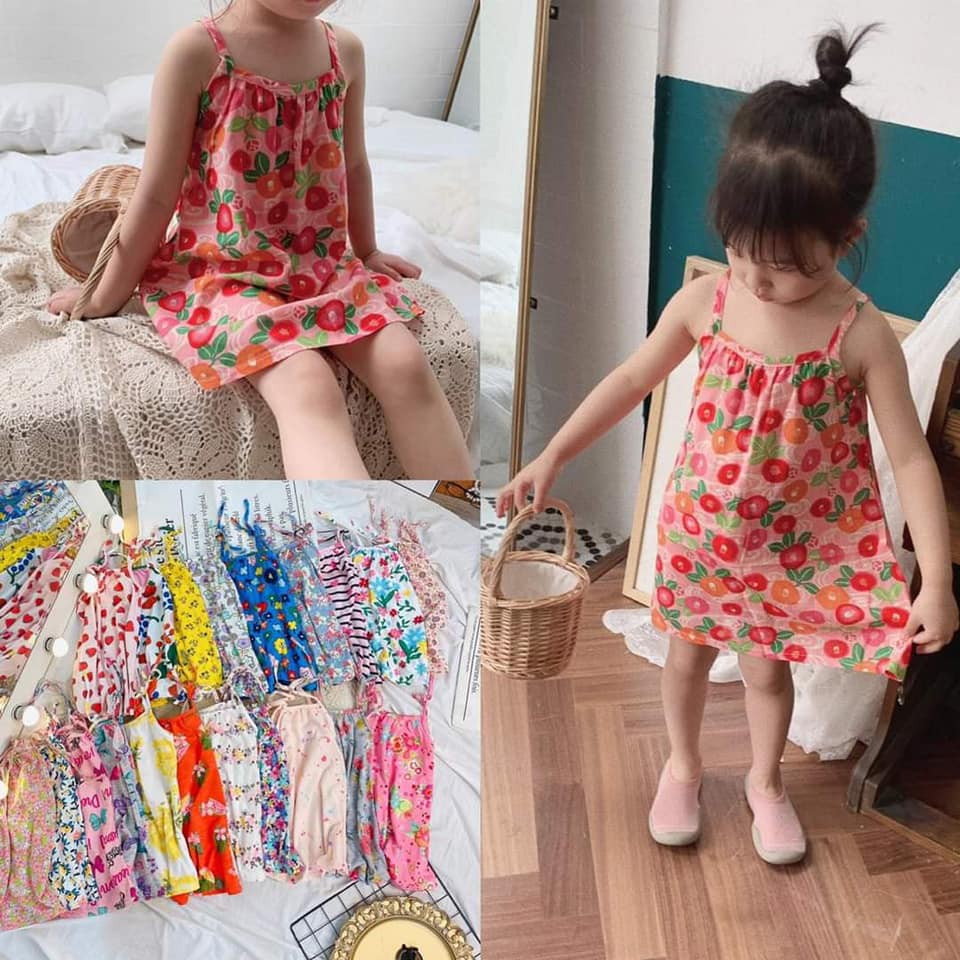 Sỉ váy bé gái thun cotton set 40 váy từ 8 đến 18kg, 1-5 tuổi Hạ Băng Designs