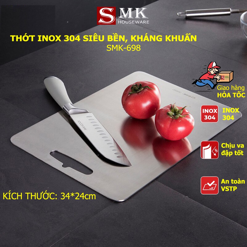 Thớt Inox 304 Siêu Bền Kháng Khuẩn Không Gỉ Set Size 34.5 x 24 cm