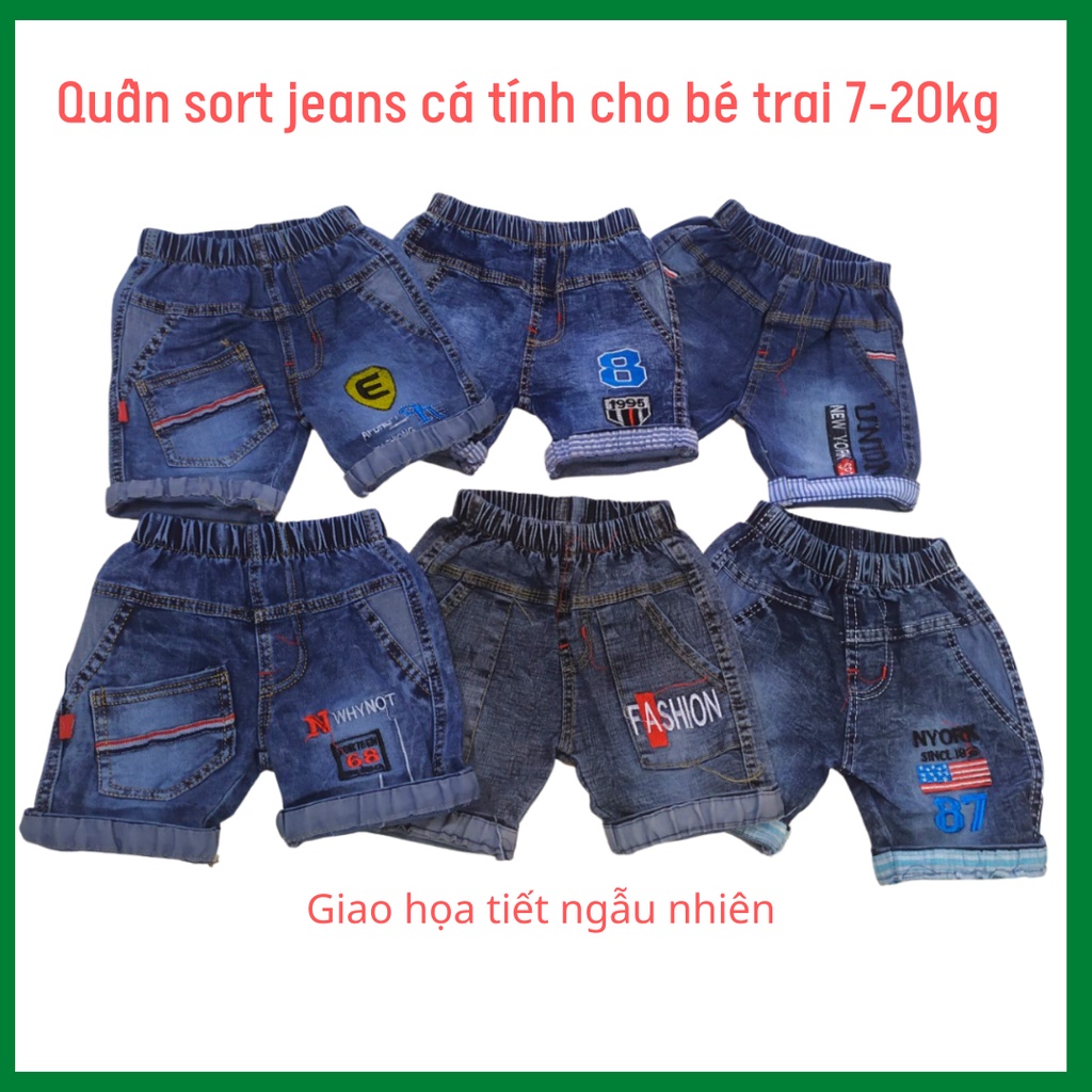 Quần jeans ngố lửng chất co giãn đẹp cho bé trai 7-20kg