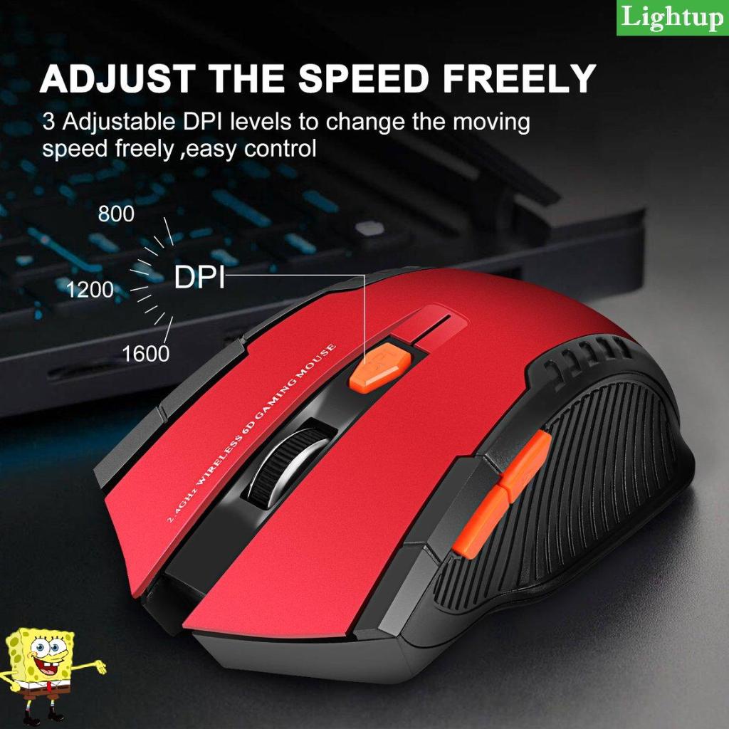 Chuột không dây 2.4Ghz 1600DPI Mini Optical Gaming Mouses Máy tính xách tay công thái học