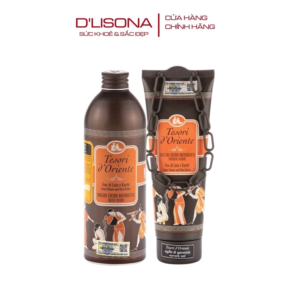 Sữa tắm xích Tesori d'Oriente nâu hoa sen hương nước hoa trắng da hàng chính hãng 250ml-500ml kèm vòi