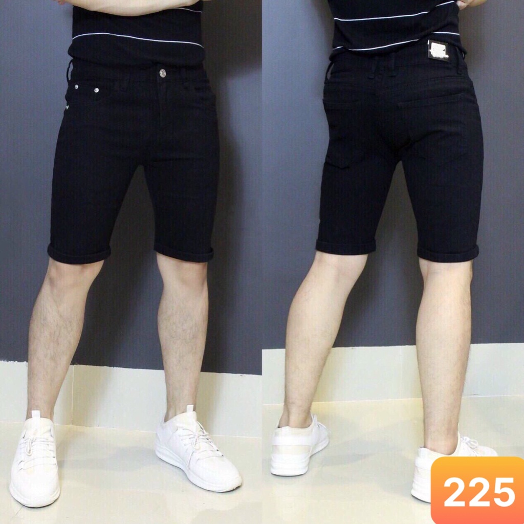 Quần short jean nam màu đen đậm không rách chất jeans bò cao cấp co dãn 4 chiều from đùi đẹp Lavado71 mẫu mới