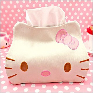 Hộp đựng khăn giấy bằng da Hello Kitty dễ thương Hộp đựng khăn giấy tại nhà