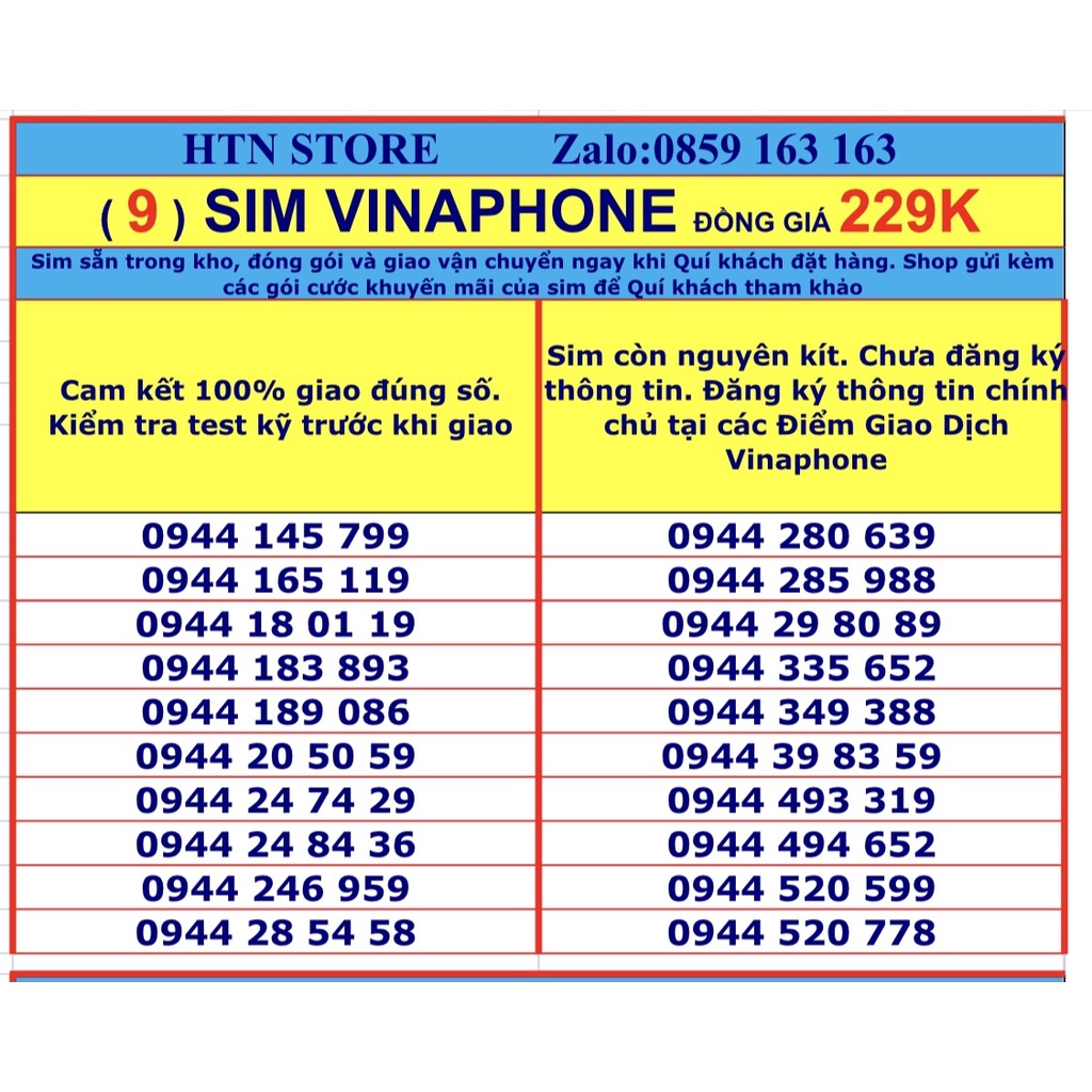 Sim vinaphone số đẹp đồng giá 229k (9) – sim trả trước nghe gọi và 4G