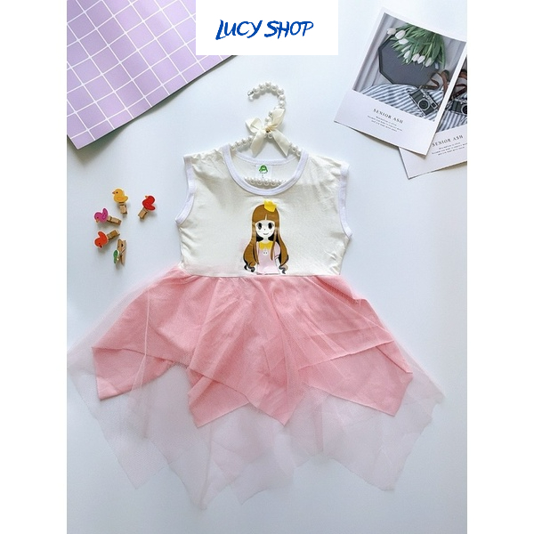 Váy công chúa cho bé gái, vải cotton siêu mềm mại, thun lạnh co giãn cho bé từ 8-15 kg