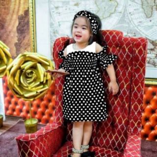 Đầm bi kèm băng đô siêu kute cho bé gái.