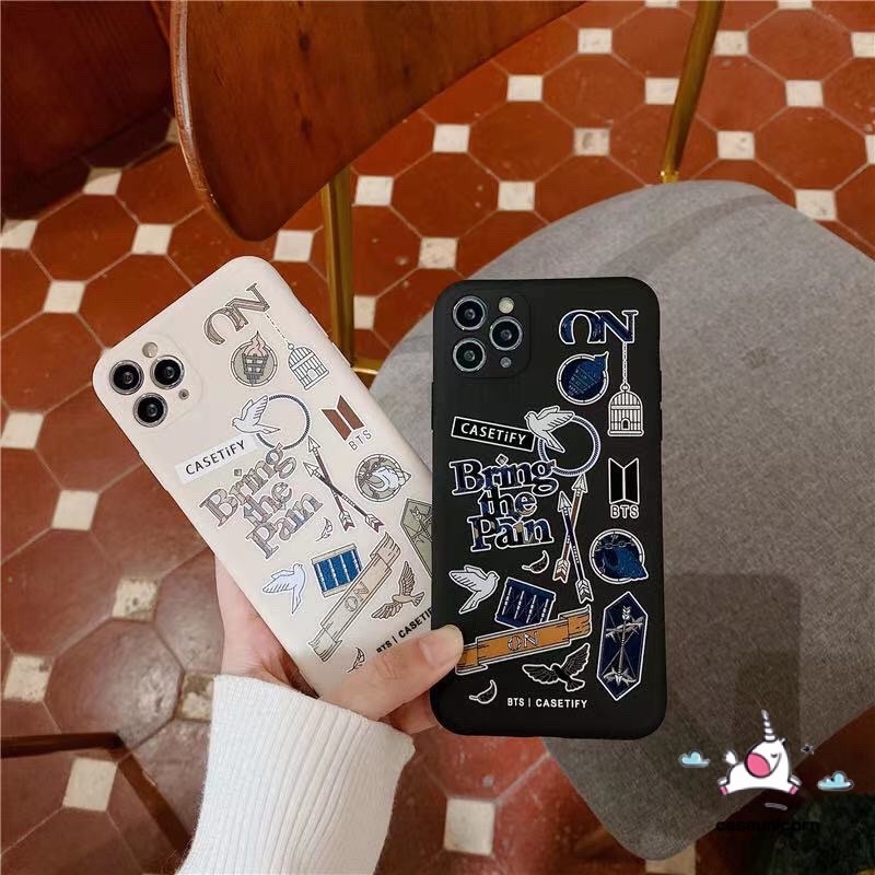 Ốp lưng hình bts đơn giản cute cạnh vuông giả ip12 5/5s/6/6plus/6s/7/7plus/8/8plus/x/xr/xs/11/12/pro/ma