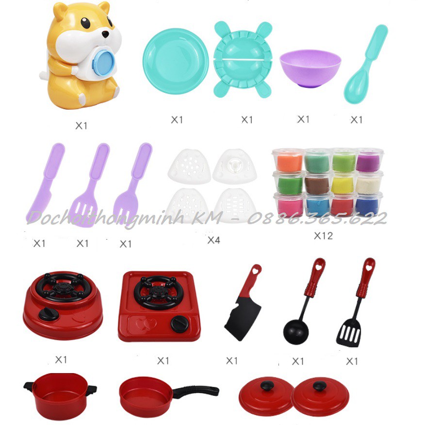 Máy làm mỳ đất nặn chuột Hamster kèm đồ chơi nhà bếp