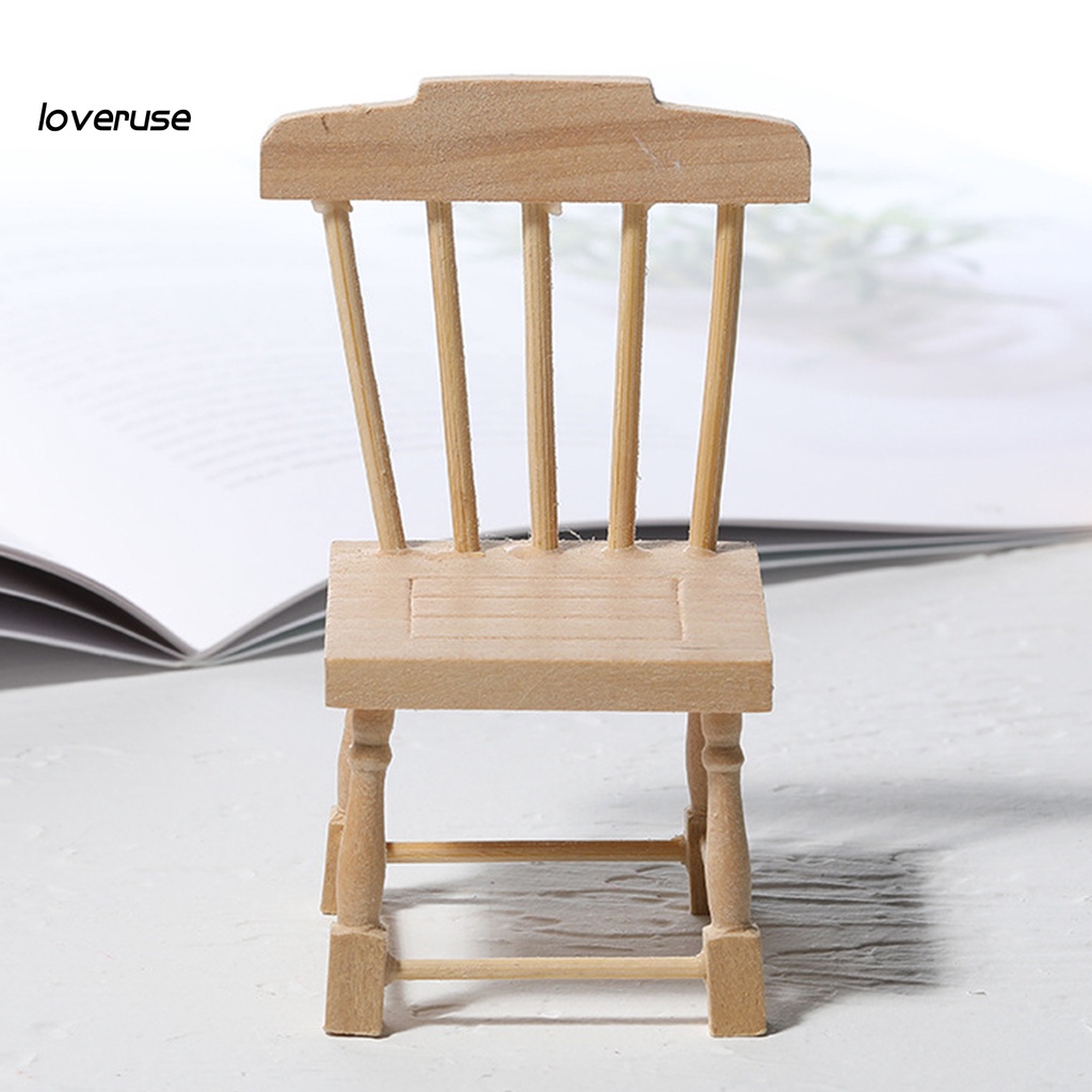 Mô hình ghế gỗ mini tỉ lệ 1/12 cho nhà búp bê