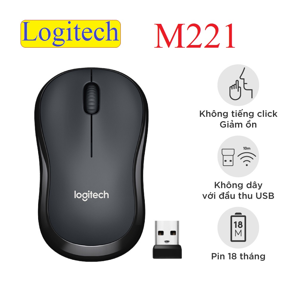 Chuột không dây Logitech M221 yên tĩnh trong tưng cú nhấp