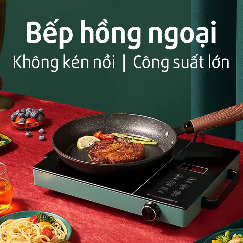 Bếp hồng ngoại - bếp hồng ngoại đơn-  Công Suất 2200W - Mặt Kính Chịu Nhiệt Chống Trầy - Không Kén Nồi