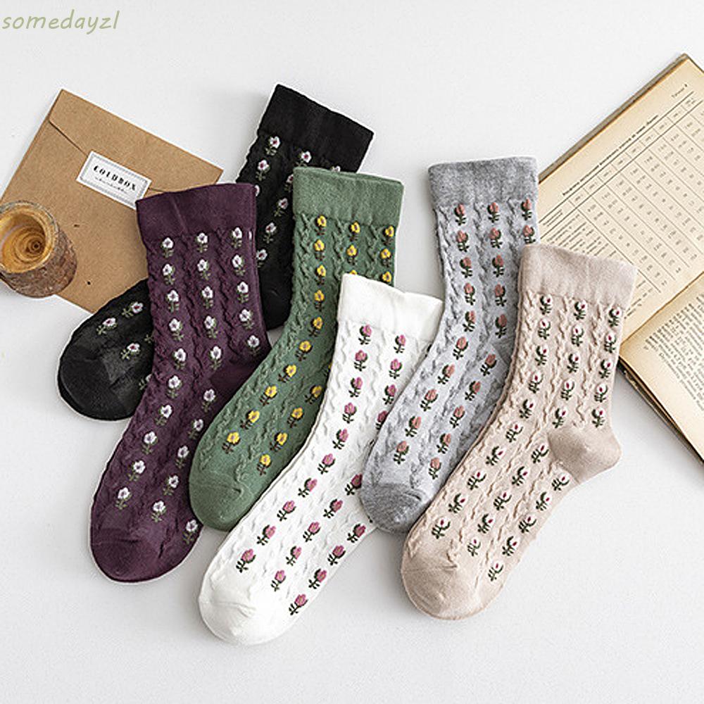 Vớ họa tiết hoa thời trang phong cách retro vintage dành cho nữ