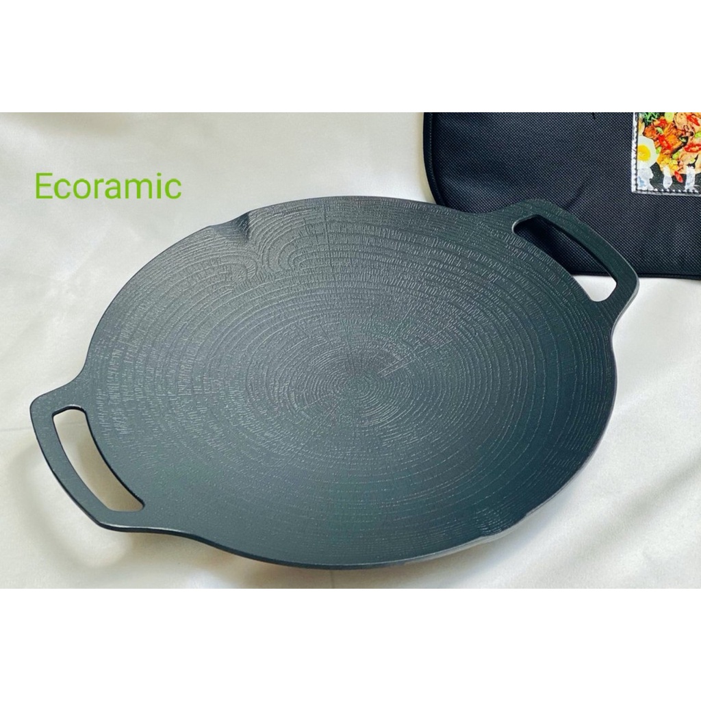 CHẢO ĐÁ NƯỚNG CAO CẤP ECORAMIC HÀN QUỐC - 33CM / Tặng Kèm 1 Túi Đựng Chảo