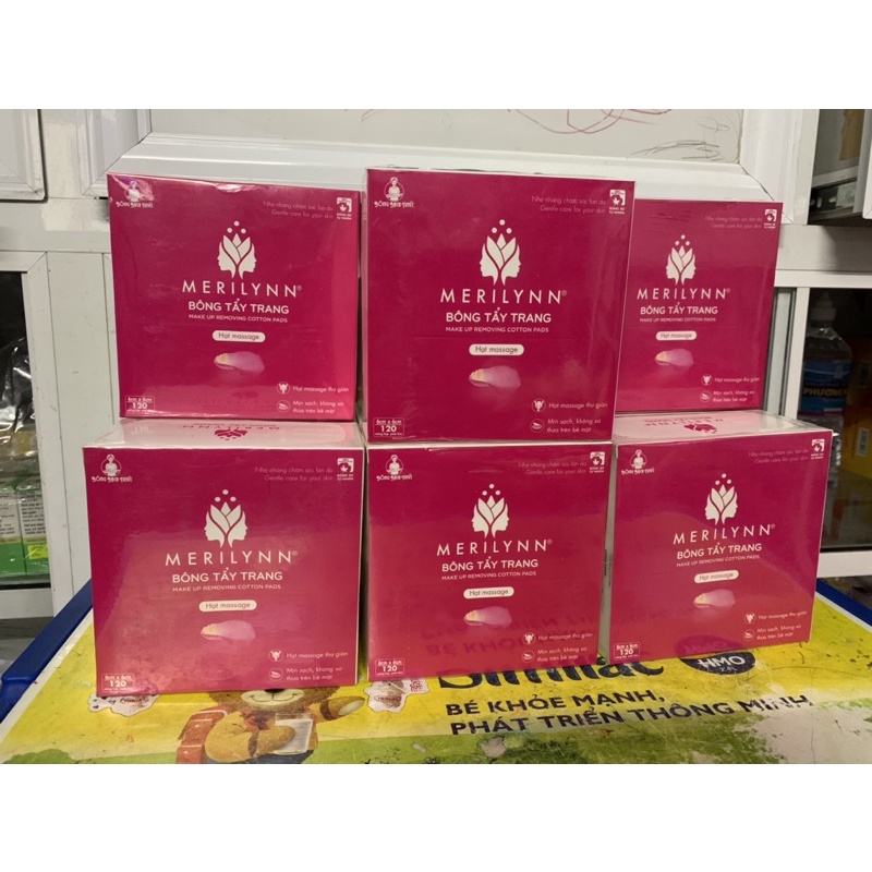 Bông tẩy trang MERILYNN hộp 120 miếng