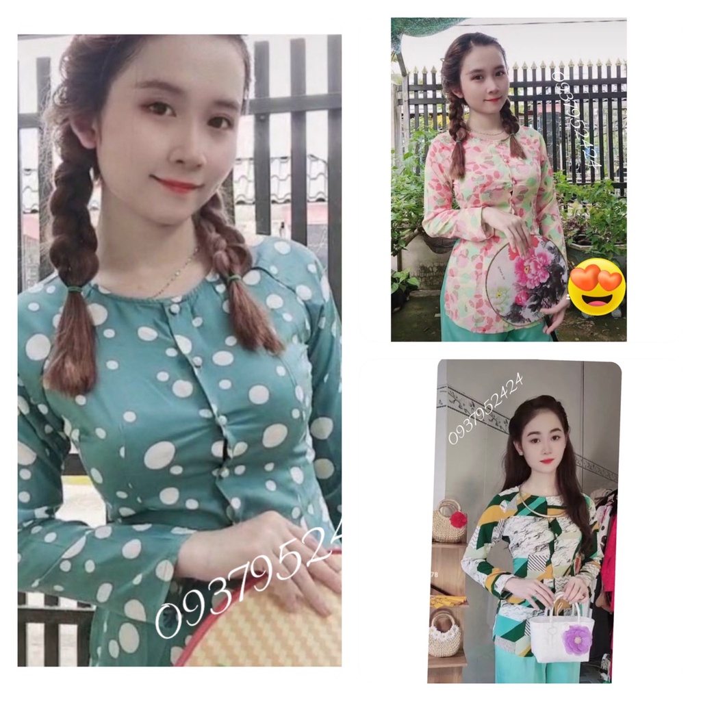 BỘ BÀ BA VẢI LỤA HỌA TIẾT VÀ CHẤM BI