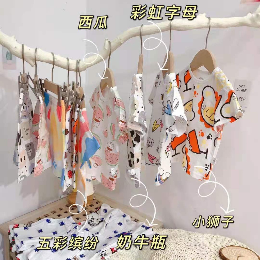 Đồ Bộ Cotton Thông Hơi Ngắn Tay Mùa Hè Cho Bé Trai Và Bé Gái size 73-120