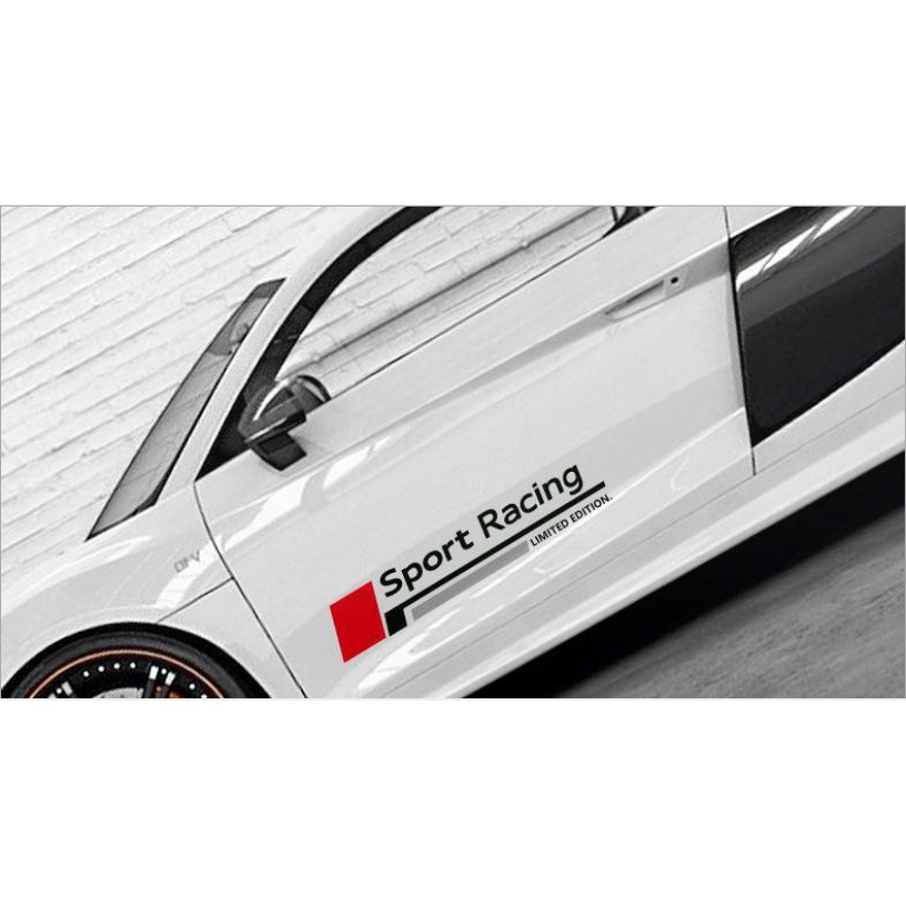 Bộ 2 tem dán cửa xe ô tô Racing Sport