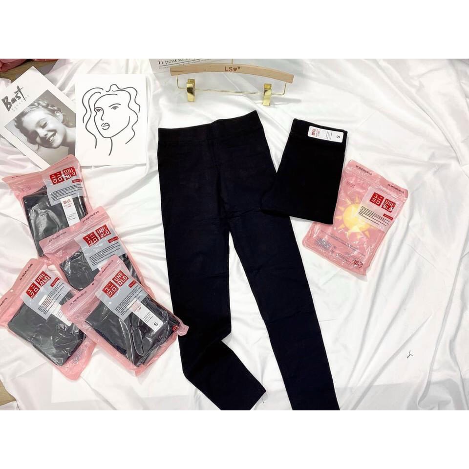 Quần Legging cho nữ phối lông Uni Qlo đỏ vỏ Hồng Dày dặn mềm mịn co giãn 4 chiều Mẫu mới 2023
