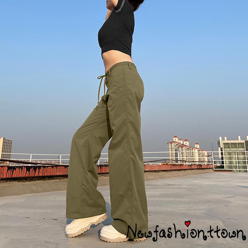 Ღtwღ Quần Baggy Thắt Lưng Thấp Có Túi Thắt Lưng Cổ Điển Thời Trang Cho Nữ y2k 2022