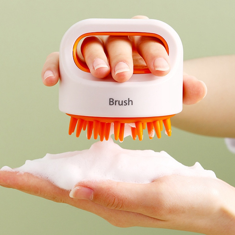 [Hàng mới về] Bàn chải mát xa da đầu bằng silicone tiện dụng khi tắm