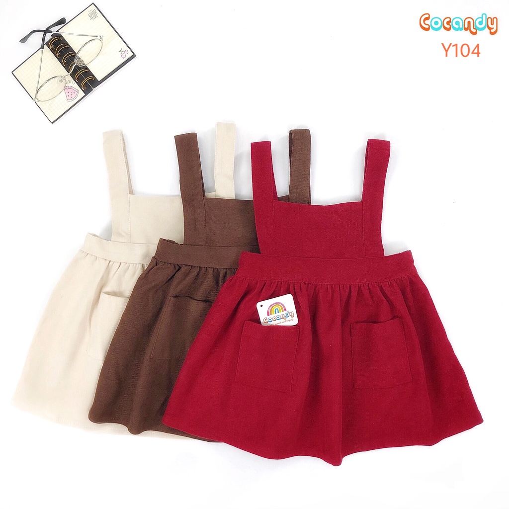 ♟✆Váy yếm chất liệu nhung mềm mại cho bé gái của COCANDY mã Y104